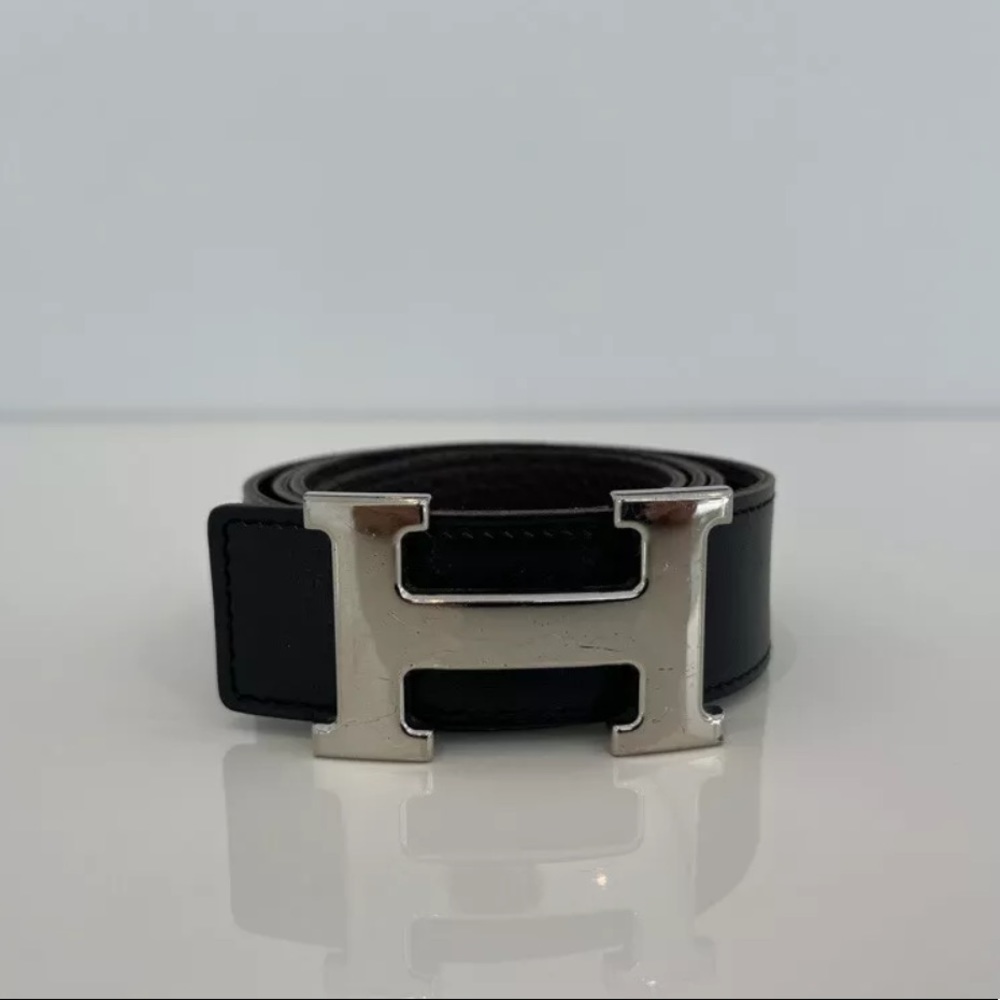 HERMES BLACK BROWN REVERSIBLE BELT SIZE 85